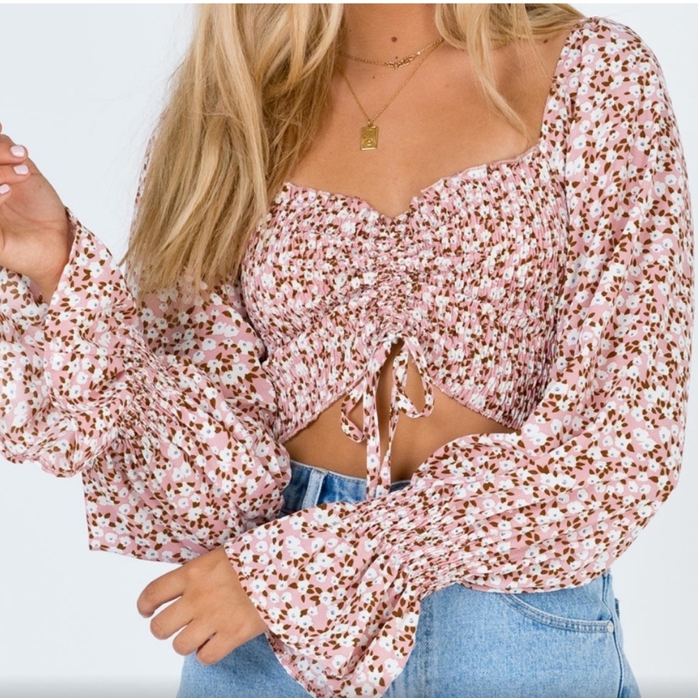 Princess Polly Pink Floral Smocked Blouse